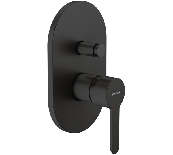 Monomando de ducha empotrado de 2 vías Negro Oslo Black
